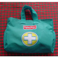 Vintage Fisher Price Cloth Doctor Bag Medical Kit Accessories Kids Pretend Toy 